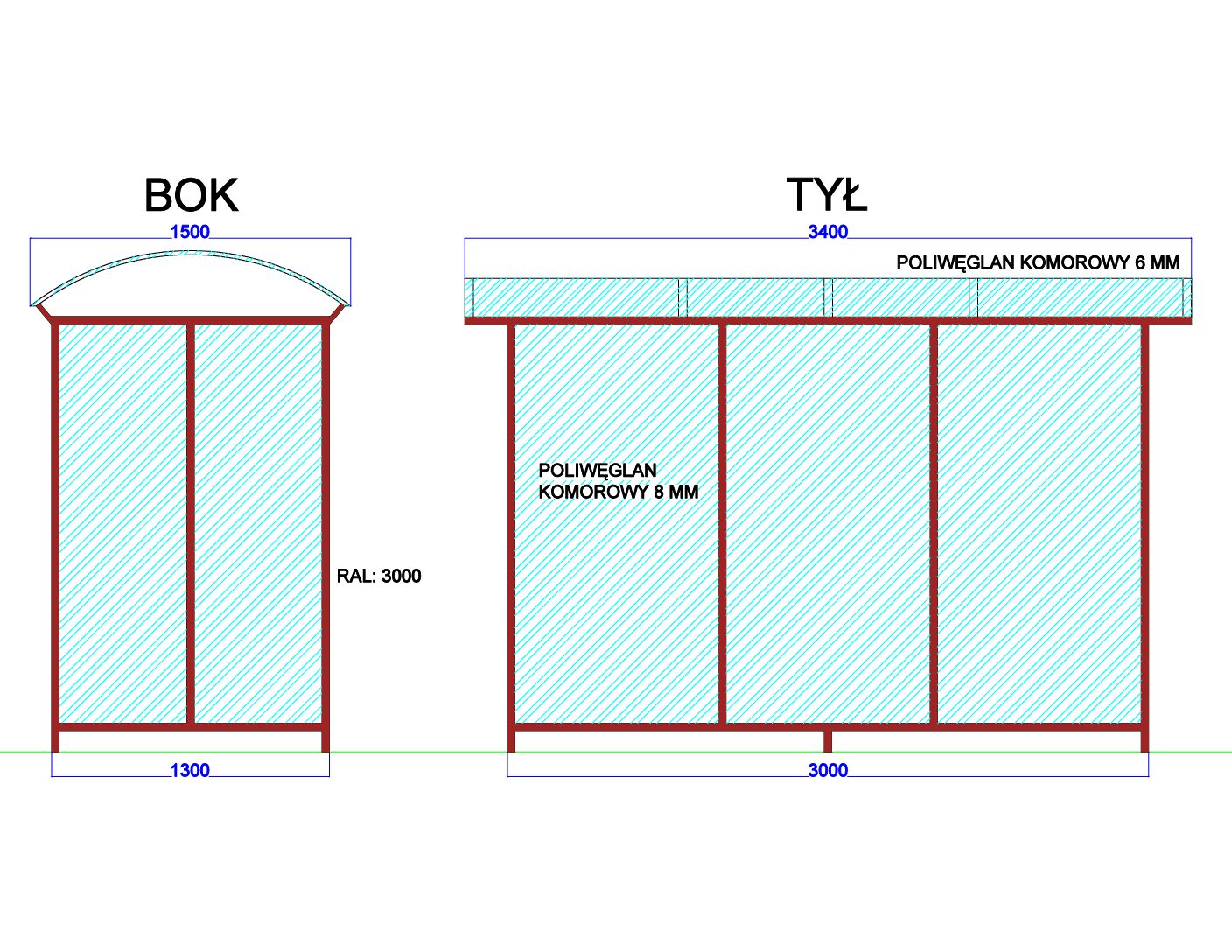 Przykładowa wiata Turbacz, rozmiar 340 x 150 cm Turbacz - Turbacz